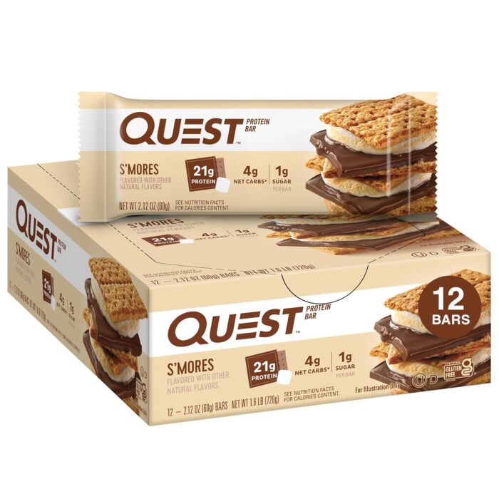 Quest Nutrition S'mores Protein Bars, 21g Protein, 1g Sugar, 4g Net