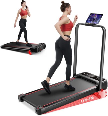 RHYTHM FUN Incline Foldable Treadmill, Walking Pad Treadmill