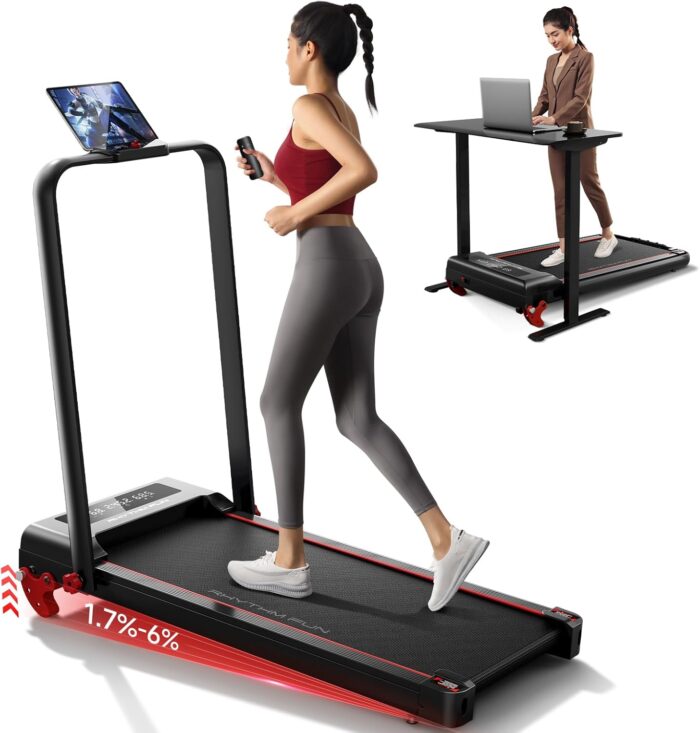 RHYTHM FUN Treadmill With Incline, Walking Pad With Handle