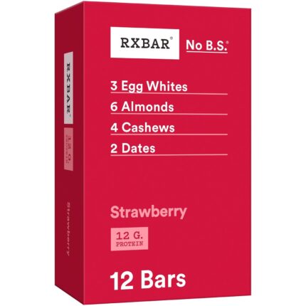 RXBAR Protein Bars, 12g Protein, Gluten Free Snacks, Strawberry, 22oz