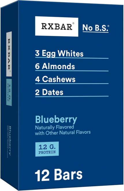 RXBAR Protein Bars, Protein Snack, Snack Bars, Blueberry, 22Oz Box (12