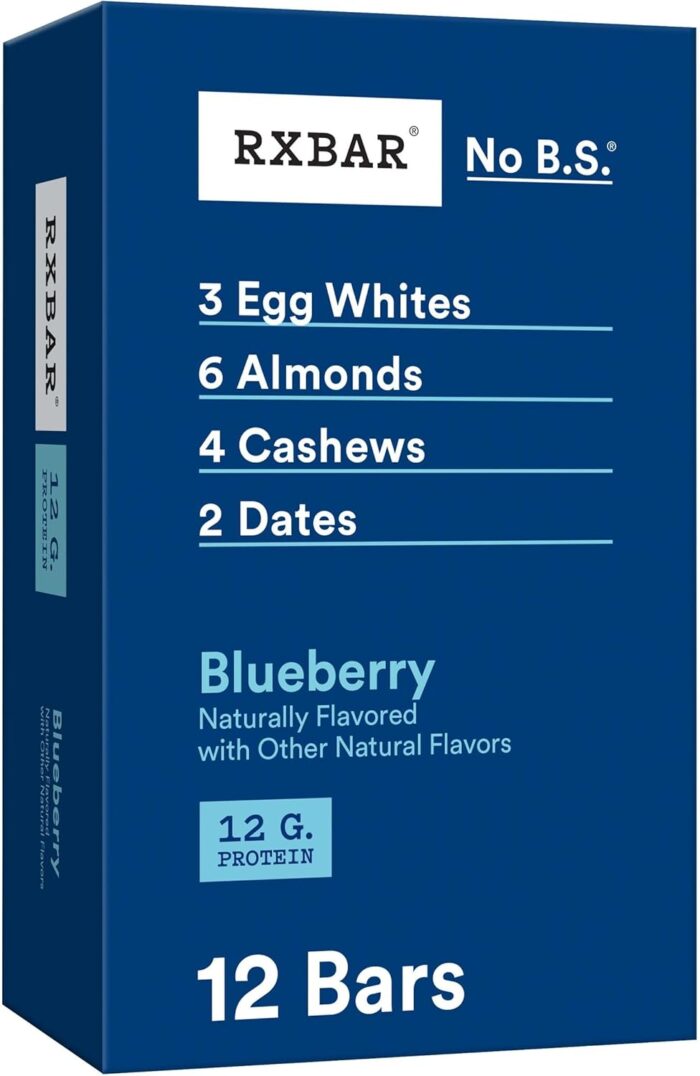 RXBAR Protein Bars, Protein Snack, Snack Bars, Blueberry, 22Oz Box (12