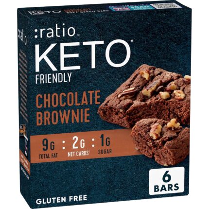 Ratio Soft Baked Bars, Chocolate Brownie, 1g Sugar, Keto Friendly,