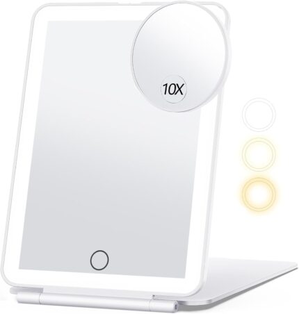 Rechargeable Makeup Mirror for Travel, Vanity Mirror with 80LEDs, 3