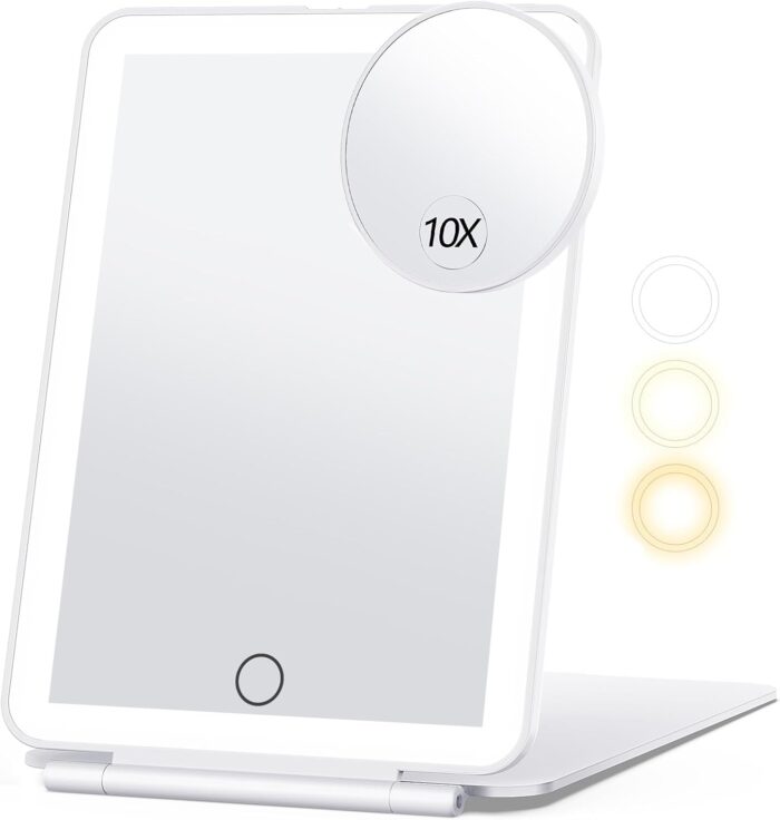 Rechargeable Makeup Mirror for Travel, Vanity Mirror with 80LEDs, 3
