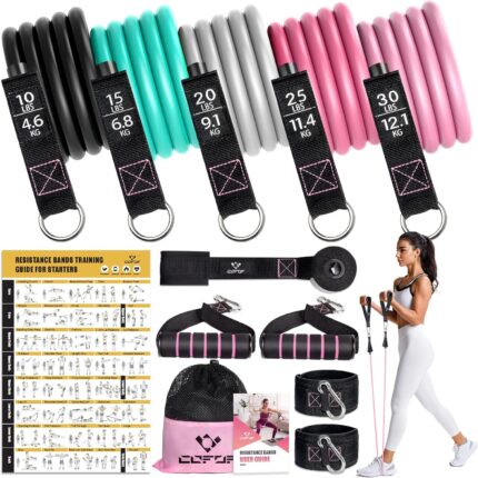 Resistance Bands with Handles for Women, 5 Level Exercise