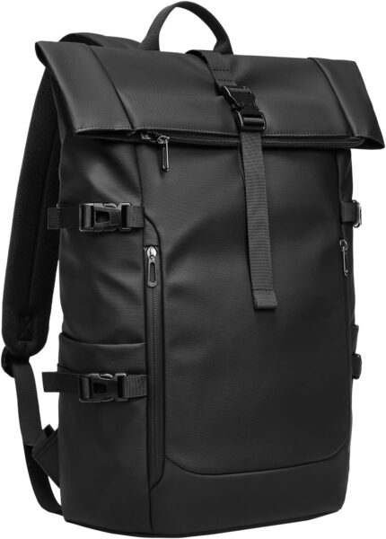 Roll Top Laptop Backpack for Men Women, Expandable Casual Daypack for