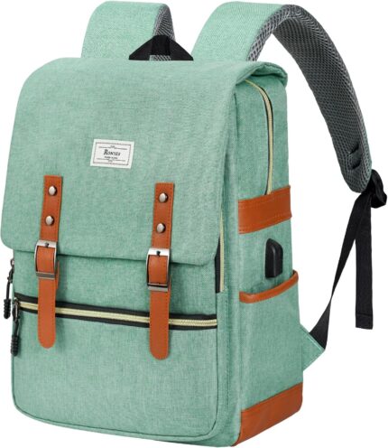 Ronyes Vintage Laptop Backpack for Women Men,15.6 inch Bookbag Casual
