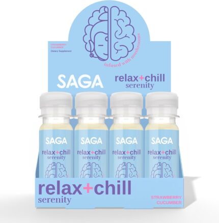 SAGA Organic Relaxation Shots | Contains Adaptogens & Mushrooms -