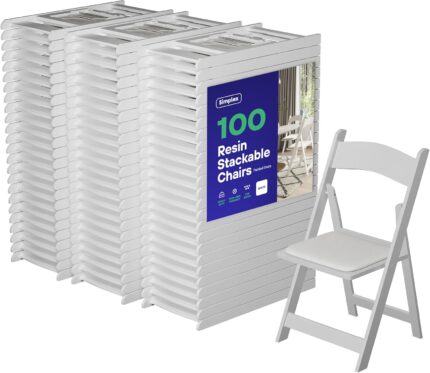 SIMPLEX 100 White Resin Stackable Chairs - Comfortable White Foldable