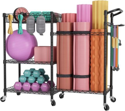 SINGAYE Dumbbell Rack Stand With Yoga Mat Storage, Gym
