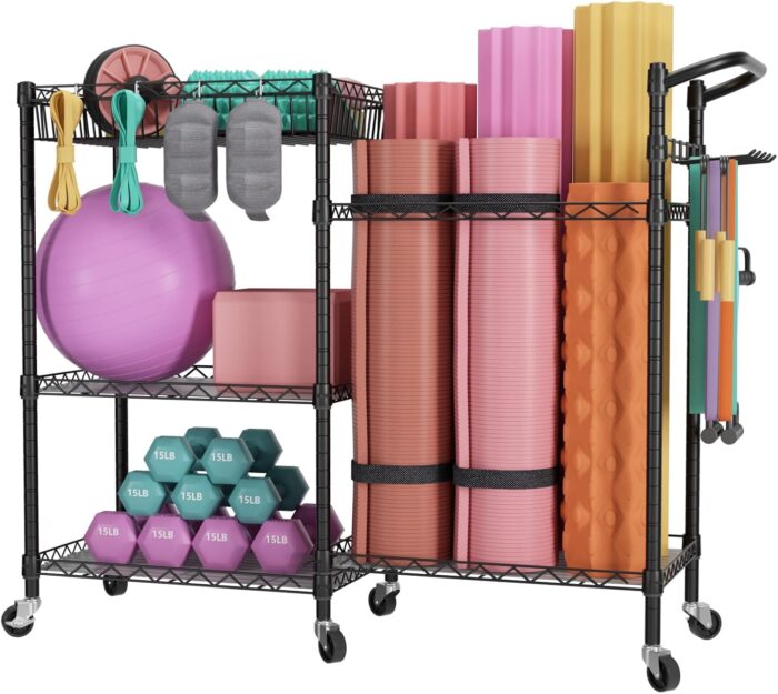 SINGAYE Dumbbell Rack Stand With Yoga Mat Storage, Gym