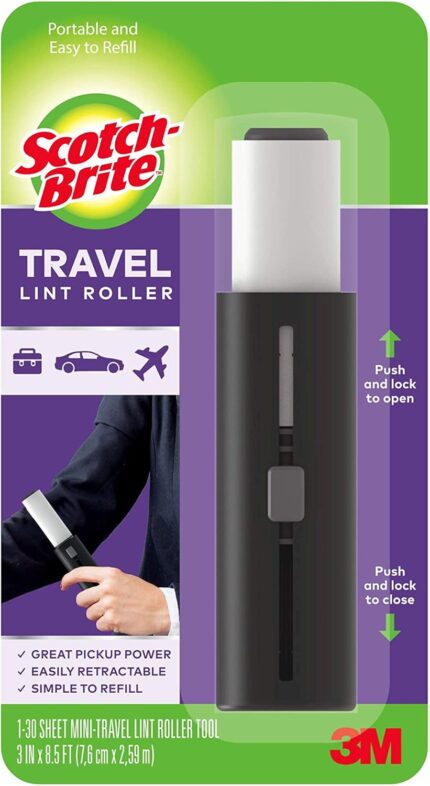 Scotch-Brite Mini Travel Lint Roller, Works Great On Pet Hair, 30