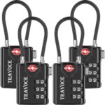 Search Alert TSA Approved Travel Combination Luggage Cable Locks for