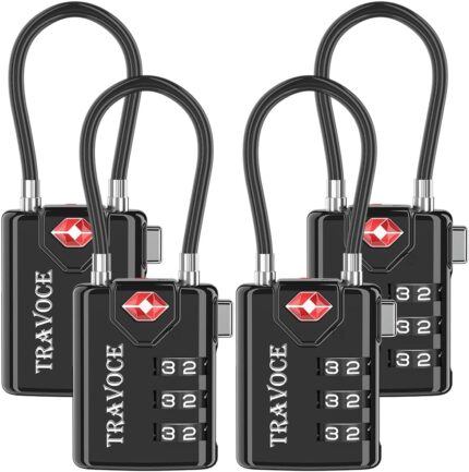 Search Alert TSA Approved Travel Combination Luggage Cable Locks for