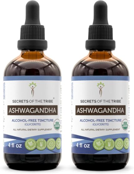 Secrets of the Tribe Ashwagandha Tincture Alcohol-Free Extract, USDA