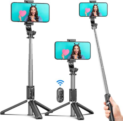 Selfie Stick Tripod, All in One Extendable & Portable iPhone Tripod