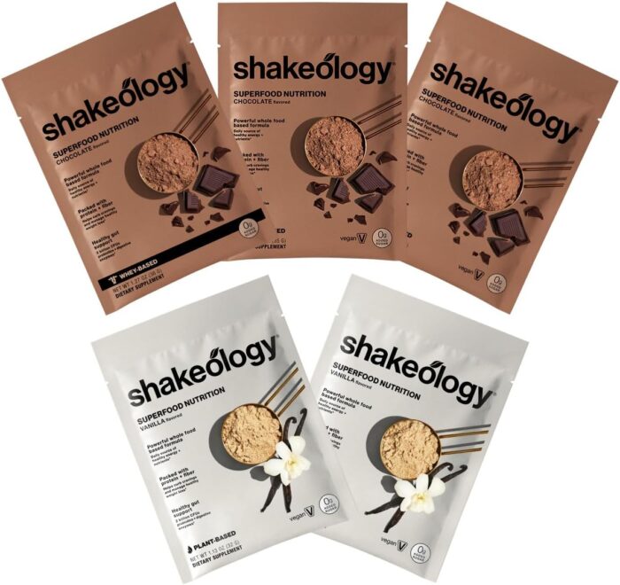 Shakeology 0g Added Sugar Sampler Pack Vegan & Whey Protein Powder,