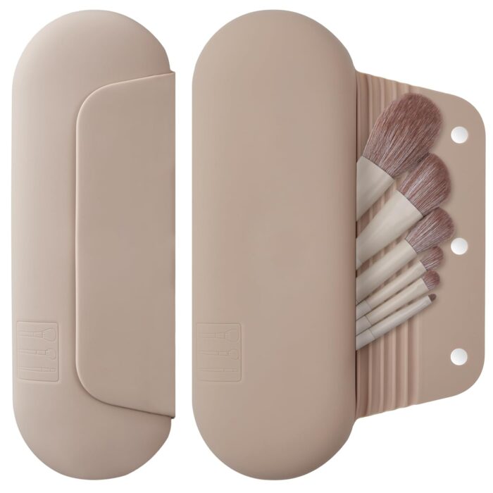 Silicone Makeup Brush Holder Travel Cosmetic Bag：Soft Portable