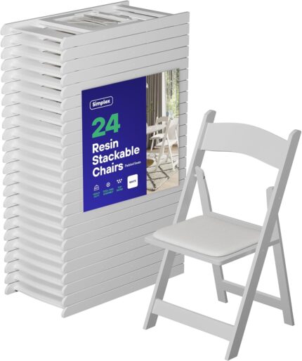 Simplex Furniture Modern White Resin Foldable Chair - 24 Pack,