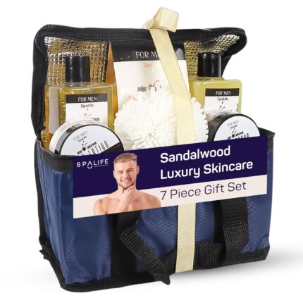 SpaLife Men's Sandalwood Luxury Spa Skincare Set - Complete Care Kit
