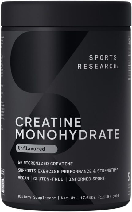 Sports Research Creatine Monohydrate - Gain Lean Muscle, Improve
