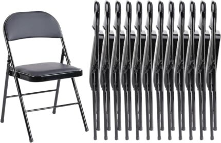 Sweetcrispy Folding Chair 12 Pack, Leather Padded Folding Chairs,