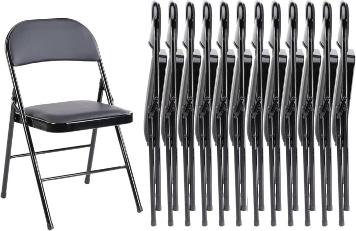 Sweetcrispy Folding Chair 12 Pack, Leather Padded Folding Chairs,