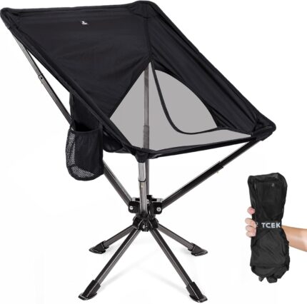 Swivel Portable Chair - Small Compact Collapsible Folding Chairs for