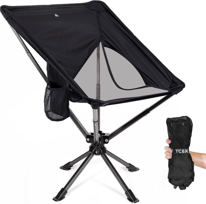 Swivel Portable Chair - Small Compact Collapsible Folding Chairs for