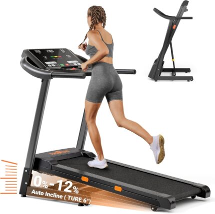 THERUN Incline Treadmill, 0-12% Auto Incline Treadmill for