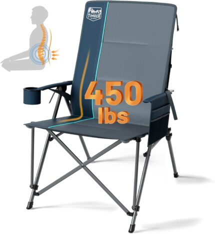 TIMBER RIDGE Oversized Camping Chair with Lumbar Support, Portable