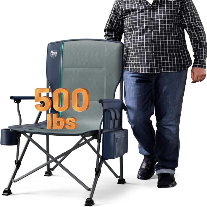 TIMBER RIDGE Oversized Folding Camping Chair High Back Heavy Duty for
