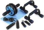 TOMSHOO AB Wheel Roller Kit with Push-Up Bar, Knee Mat, Jump