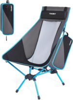 TOURIT Portable Folding Camping Backpack Chair with Head Support, High
