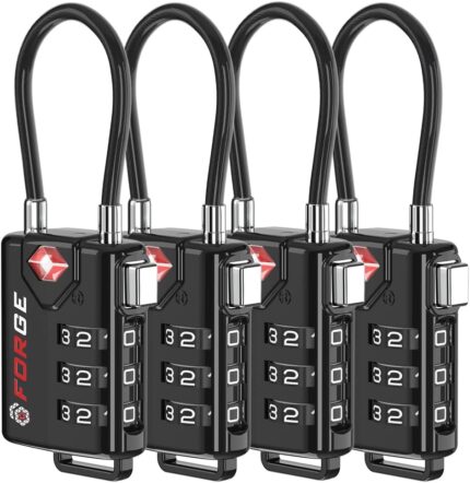 TSA Approved Cable Luggage Locks, Re-settable Combination with Alloy
