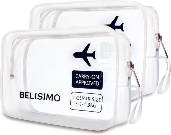 TSA Approved Clear Travel Toiletry Bag with Zippers Carry-on Travel