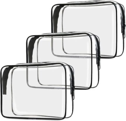 TSA Approved Toiletry Bag, 3 Pack Clear Travel Bags for Toiletries,