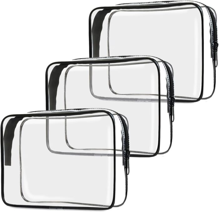 TSA Approved Toiletry Bag, 3 Pack Clear Travel Bags for Toiletries,