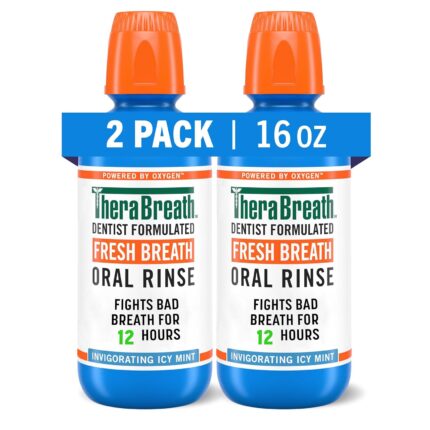 TheraBreath Fresh Breath Mouthwash, Icy Mint Flavor, Alcohol-Free, 16