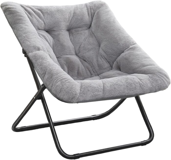 Tiita Comfy Saucer Chair, Soft Faux Fur Oversized Folding Accent Chair