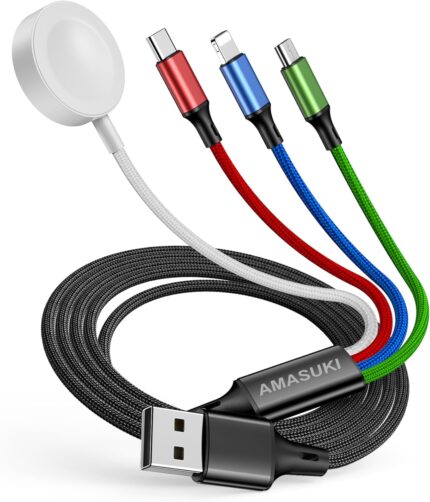 Travel 4 in 1 iWatch & iPhone Charger,Multi Charging Cable for Apple