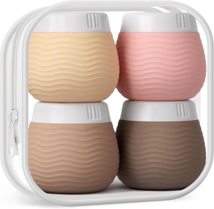Travel Containers for Toiletries, Silicone Cream Jars, TSA Approved