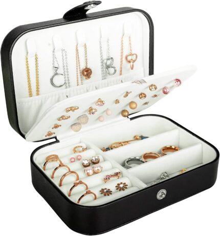 Travel Jewelry Box, PU Leather Small Jewelry Organizer for Women