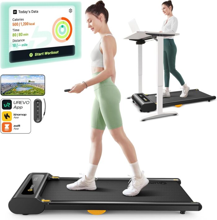 UREVO Walking Pad, Under Desk Treadmill for Home/Office,