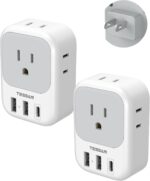 US to Japan Plug Adapter 2 Pack, TESSAN 2 Prong to 3 Prong Outlet