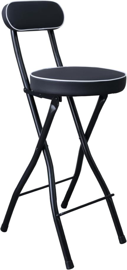 UWEAR Folding Bar Stool with Back,Tall Folding Chair Leather Padded