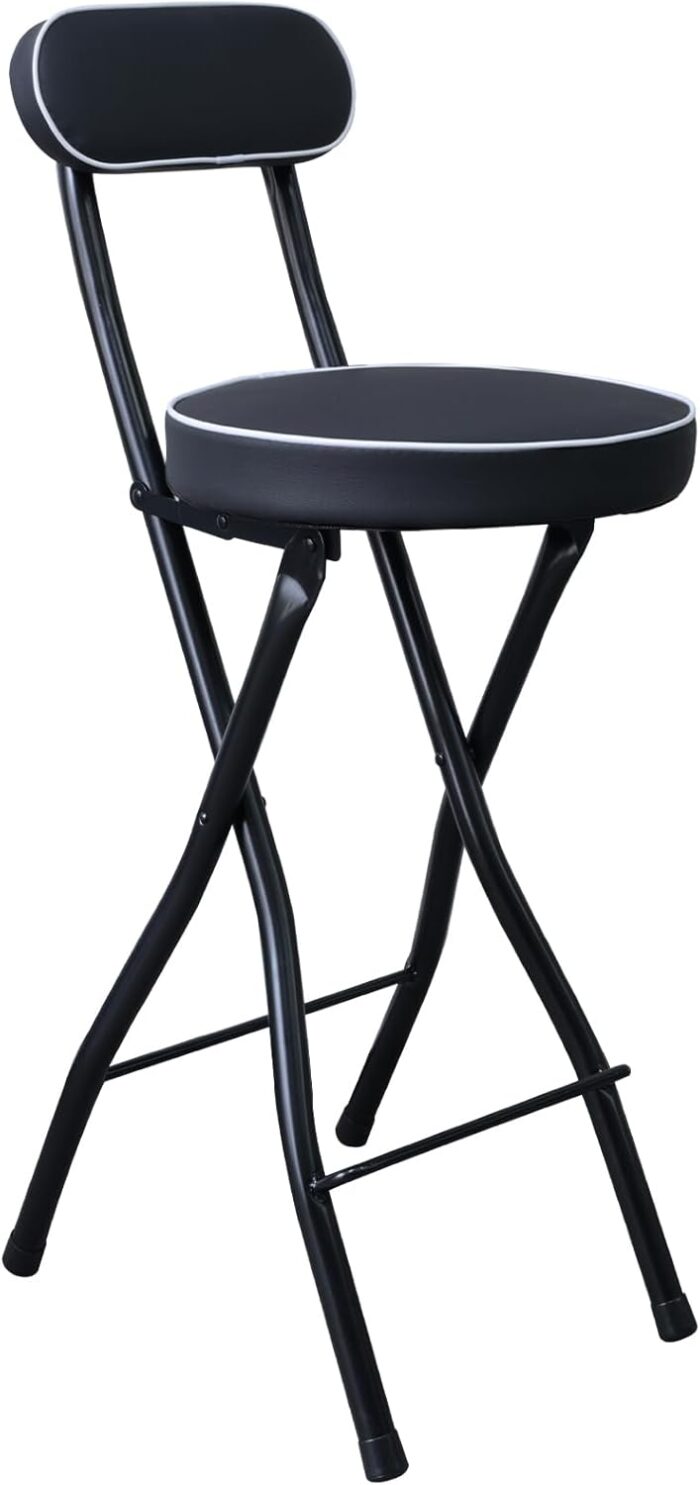 UWEAR Folding Bar Stool with Back,Tall Folding Chair Leather Padded