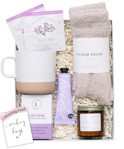 Unboxme Lavender Spa Gift Set - Relaxation Gifts for Women with Candle