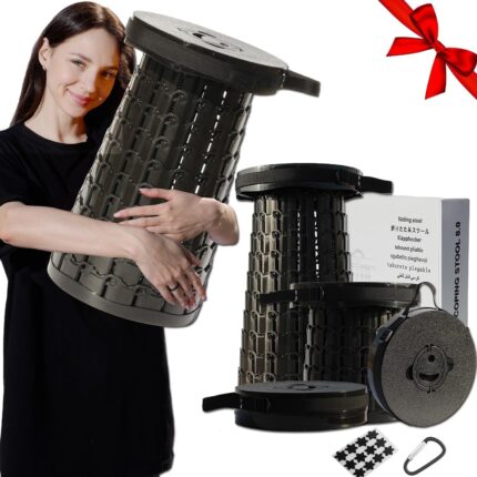 Upgraded 19.7"Portable Collapsible Folding Stool with Cushion